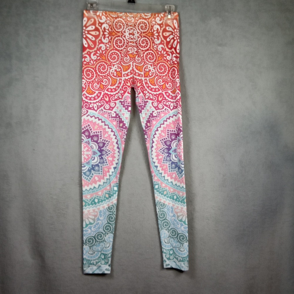 Womens Mandala Print Leggings Multicolor Boho Festival Yoga Pants One Size